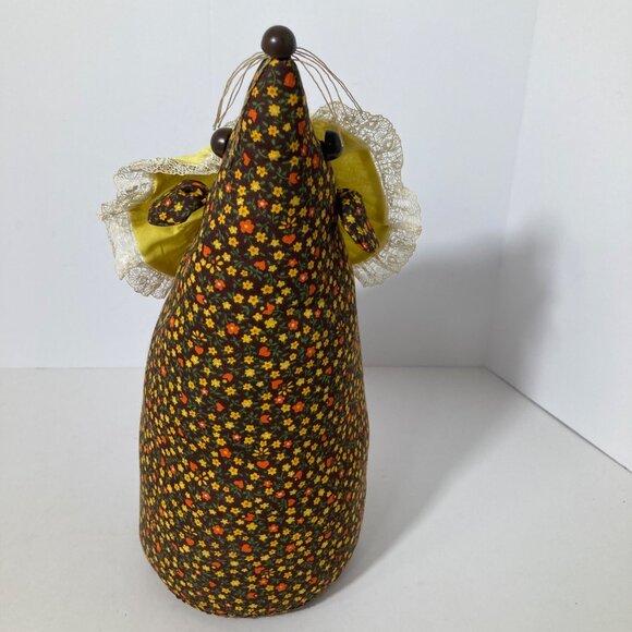 Vintage Handmade Mouse DoorStop Holder Weighted‎ Floral Brown Yellow 10 x 15" - Picture 3 of 8